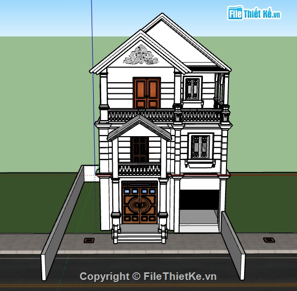 biệt thự hiện đại,biệt thự 2 tầng,biệt thự 3 tầng,Model Sketchup biệt thự 3 tầng